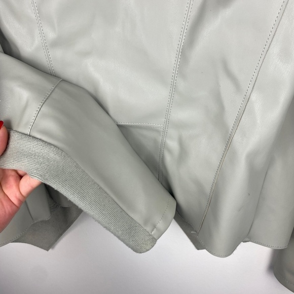 Bagatelle Faux Leather Drape-Front Jacket Grey Small biker - Picture 8 of 8